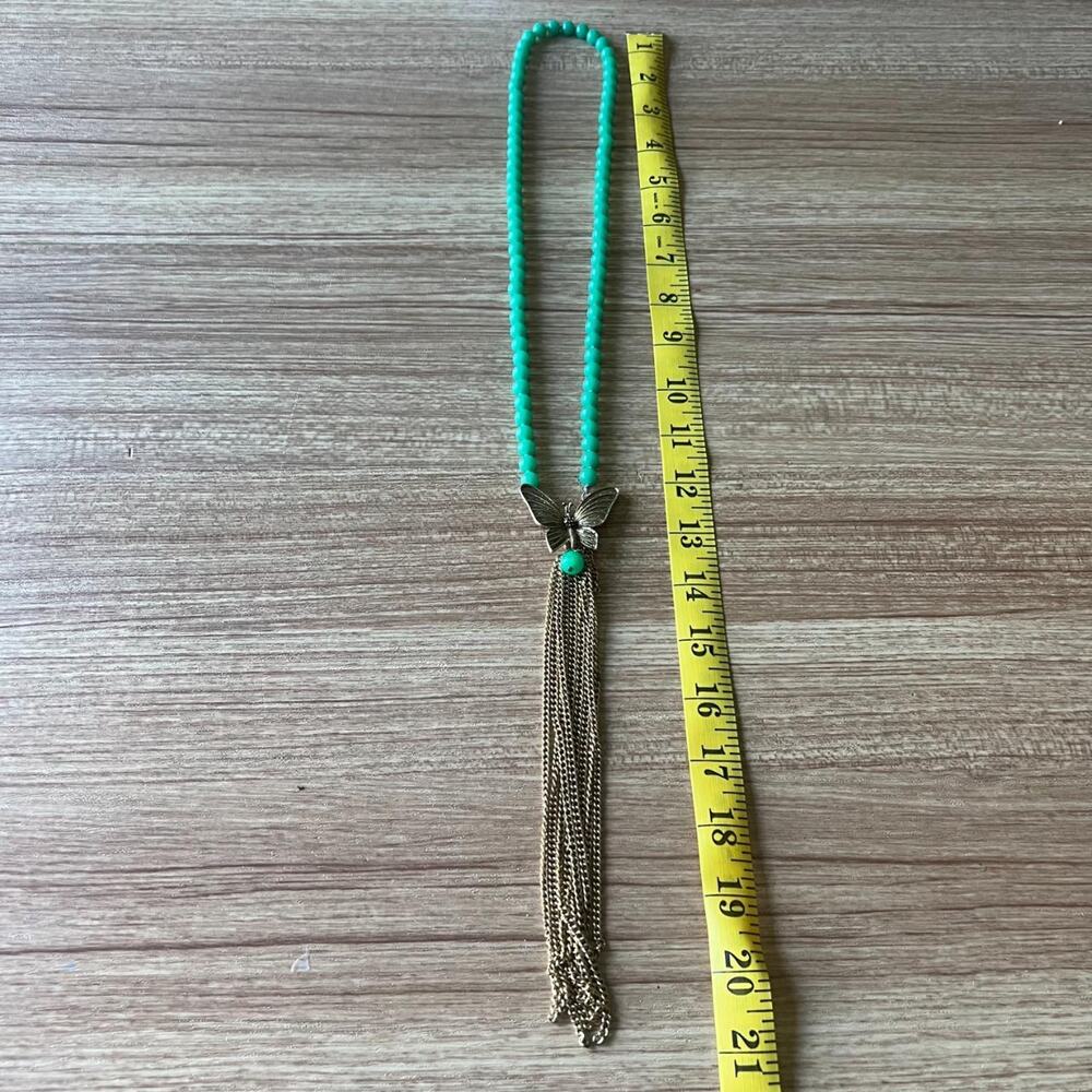 Vintage Jade Celebrity NY Vintage Butterfly Tassel Necklace Boho